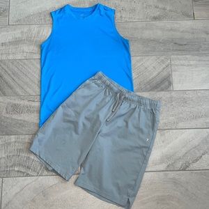 Boys Outfit; Muscle Shirt and Athletic Shorts, Size L (14/16)